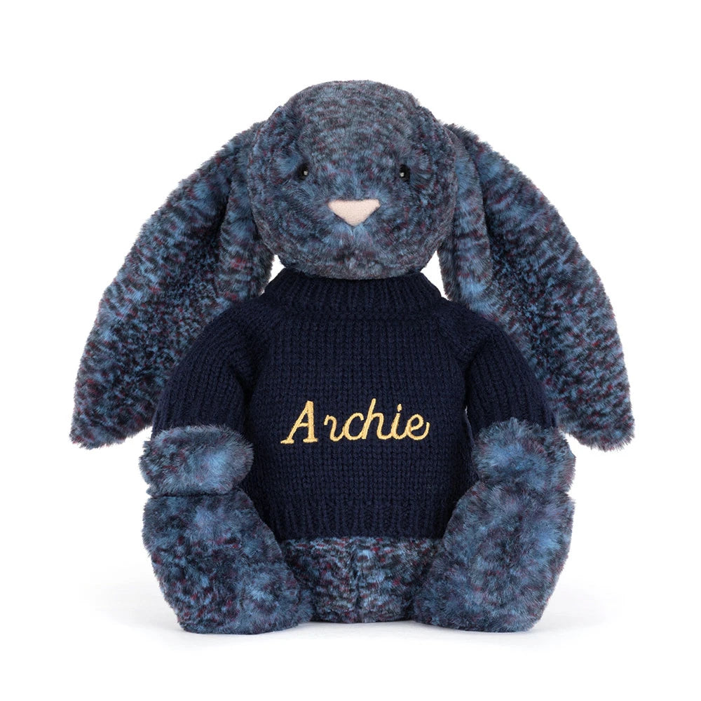 Hopscone Luxe Bunny With Personalized Navy Jumper - US 7795