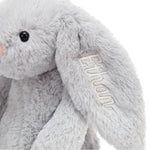 Personalized Bashful Silver Bunny Medium - US 4414